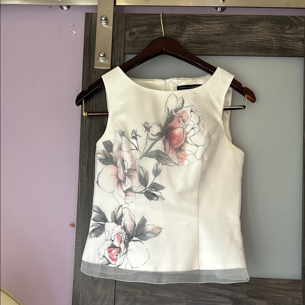 Floral Print Sleeveless Top - White